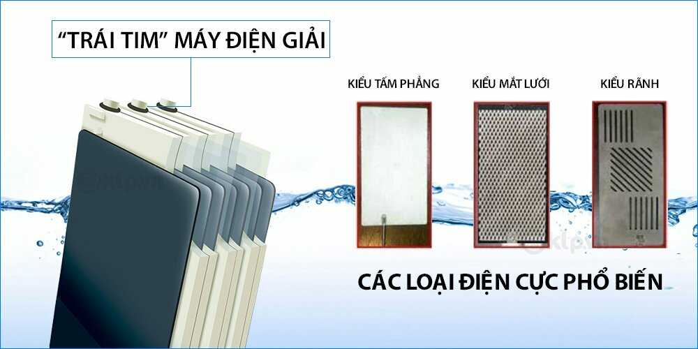 Tám điện cực trong máy điện giải ion kiềm